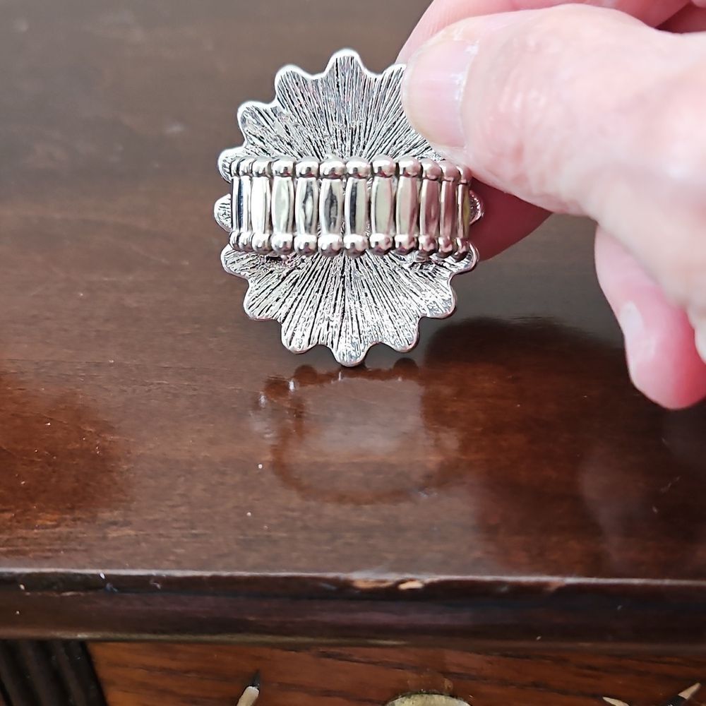 Turquoise And Silver Statement Ring - image 4